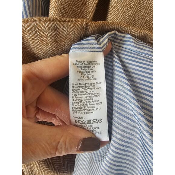 J Crew tan Herringbone wool-blend Holland blazer sz 16 $250 - Picture 8 of 9